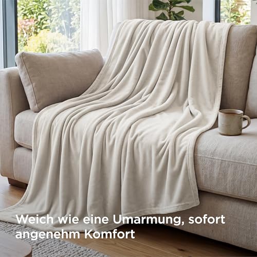 BEDSURE Kuscheldecke Flauschig Decke Fleecedecke - Wohndecke Warm Winter Weich, Sofadecke XL, Geschenke für Frauen, Decke Couch Blanket, Wohn- & Kuscheldecken 150x200cm, Sofa überwurfdecke, Beige