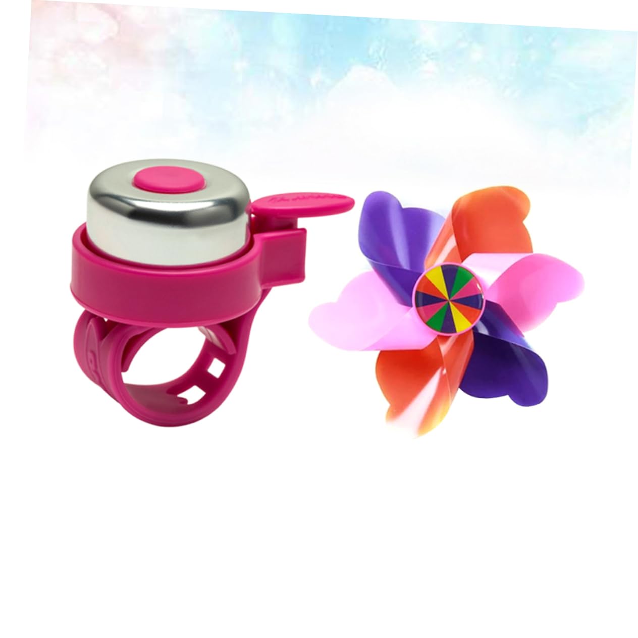 MUSISALY 1Set Cute Pink Handle Bar Bell Windmill Bike Ornament Set Creative Bike Accessories for Bikes and Scooters