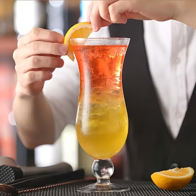 Image of PrimeWorld Premium Hurricane Cocktail Glasses Set of 2 - 430ml | Crystal Clear Party Drinkware for Cocktails, Pina Colada & Mocktails