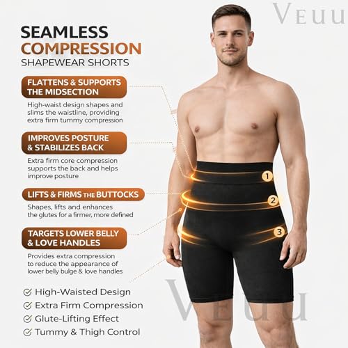 Image of Tummy Tucker Men Shapewear Compression Vest for Tummy Control - Seamless Slimming Body Shaper for Men, Waist Trainer Compression Undershirt for Gym, Office
