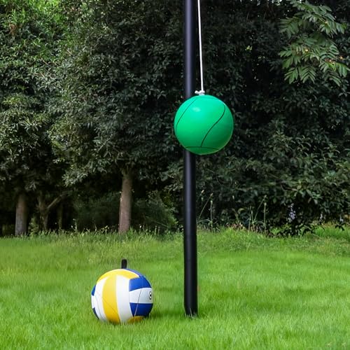 Miveda Tetherball Set Tetherball Ball and Rope 12 FT Adjustable Tetherball Pole with 2 Rubber Tetherball Ball Heavy Duty Tetherball and Rope Set with Poles for Outdoor Backyard Lawn