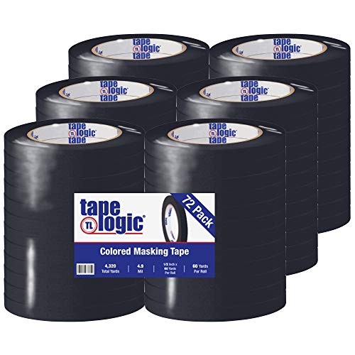 Image of Tape Logic (72 Pack General Purpose Colored Masking Tape, 1 /2 Inch x 60 Yards, Black, for Home, Office, Arts, Crafts, DIY, Labeling and Coding