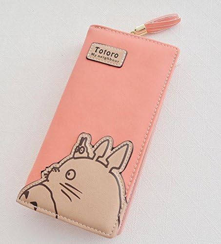 J Conner Hayao Miyazaki Anime My Neighbor Totoro Cute Fashion Cartoon Woman Bifolded Wallet Girl Students Long Purse (red)