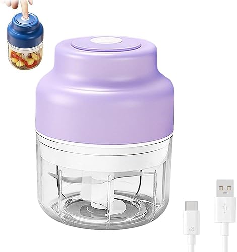 Picadora eléctrica de ajos, mini picadora portátil de verduras, picadora de alimentos inalámbrica recargable para frutas y verduras, operación con