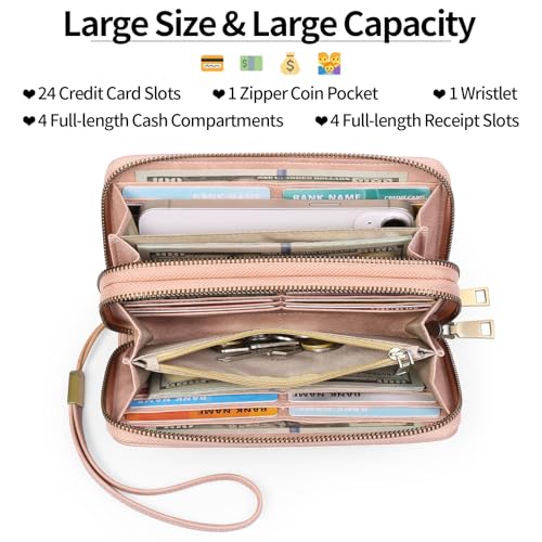 Image of GAEKEAO RFID Leather Wristlet Wallet for Women with Grip Strap