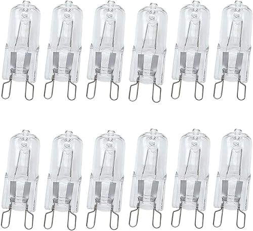 12 Pack G9 40W Halogen Bulbs 230V, Capsule Light Bulbs, Safety Fused Preventing Lamp Exploding, Small/Mini G9 Bulbs, Warm White 2700K, Up to 2500 Hours Life