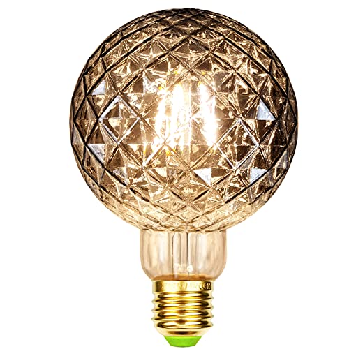 TIANFAN Rétro Ampoules LED Filament Edison Ampoules 4W Fumée Verre 220/240V E27 Cristal Ampoules Décoratives Art Déco G95 Cristal (Cristal) Cover