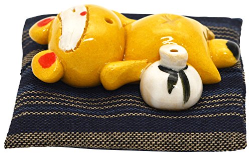 美濃焼 濱田ひろこ 手造り 箸置き (座布団付) よっぱらいタヌキ E-00188