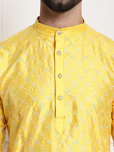 Image of SOJANYA (Since 1958 Men's Silk Blend Kurta and Pyjama with Nehru Jacket