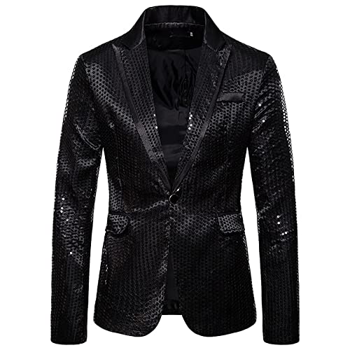 Men's Shiny Sequin Blazer With Contrast Trim Sparkly Party Jacket For Wedding Banquet Fashion Tuxedo For Mens Adult3