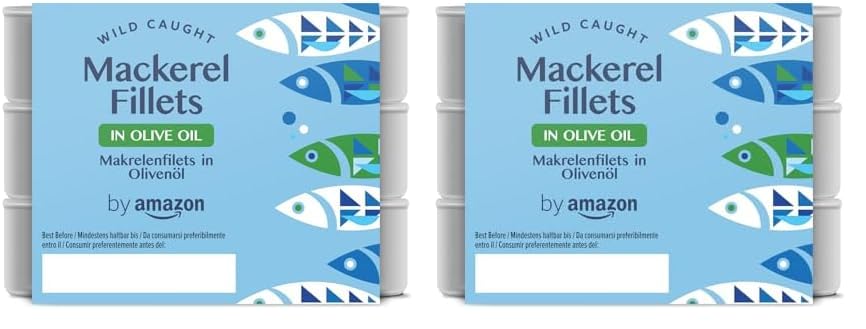 by Amazon Filetes De Caballa Del Sur En Aceite De Oliva, 3x125g (Paquete de 2)