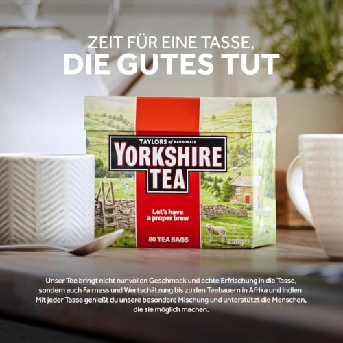 Image of Yorkshire Tea, Red, Black Tea Bags, 80ct (Pack of 1) | Refreshing, Satisfying, and Strong, Classic British Breakfast Blend | Caffeinated | Enjoy Hot or Iced | Imported from the UK