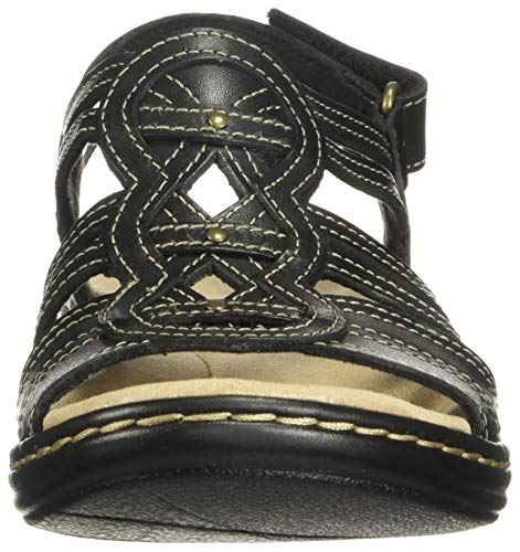 Clarks Womens Leisa Janna Sandal, Black Leather, 10 Us #TOP1