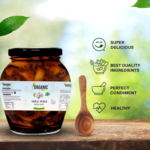 Image of Organic Anand Natural Garlic Pickle (Lahsun Ka Achar), Homemade Pickles, No Artificial Colors & No Preservatives (350gm-Pack of 1)