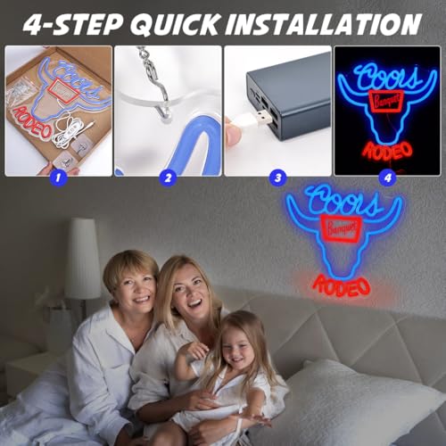 Image of Western Cowboy Beer LED Neon Sign Dimmable USB 12.6 inchx12.2 inch Man Cave Decor