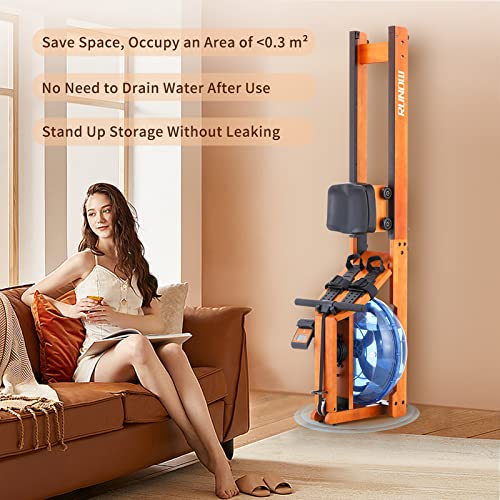 Runow Water Rowing Machine With Lcd Monitor Water Rower Wooden Adjustable Resistance Oak Wood Rowing Machine For Home Use #TOP3