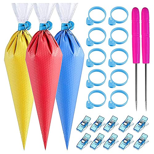 Swiixxer 122 bolsas de jeringas triples - 100 bolsas desechables para jeringas de azúcar fundición/galletas decoración - herramientas de decoración de pasteles