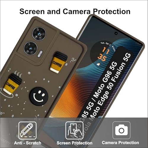 Image of SBMS Silicone Back Cover Case for Motorola Moto Edge 50 Fusion /G85 /G96 5G | Cute Fun 3D Cartoon, Coffee Design Silicone Case | Camera Protection Bump | Shockproof Case for Moto G85 (Coffe Mug Brown)