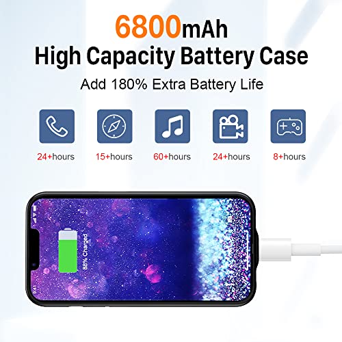 Kooaqq Battery Case For Iphone 14 Plus, 6800Mah Portable Protective Iphone Charging Case Backup Power Bank Battery Case #TOP4