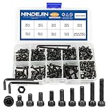NINDEJIN Metric M3 Hex Socket Head Cap Screws, Allen Socket Drive M3 x 4mm/ 5mm / 6mm/ 8mm/ 10mm/ 12