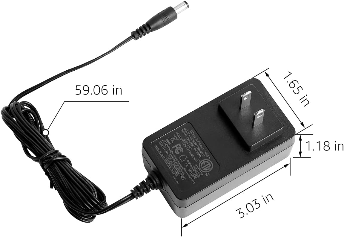 Dimensions of the LE 12V 2A Power Adapter