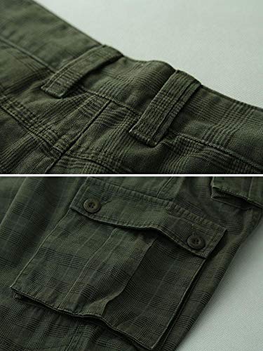 AKARMY Men's Casual Cargo Pants Military Army Camo Pants Combat Work Pants with 8 Pockets 3357 Green Plaid 304