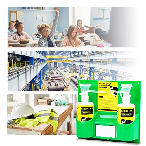 Cgoldenwall Portable Eye Wash Station Wall Mounted Eyewash Station Double 500Ml Empty Eyewash Replacement Bottle Emegency Eye Washing Kit For Personal Use, Not Include Eyewash Solution #TOP5