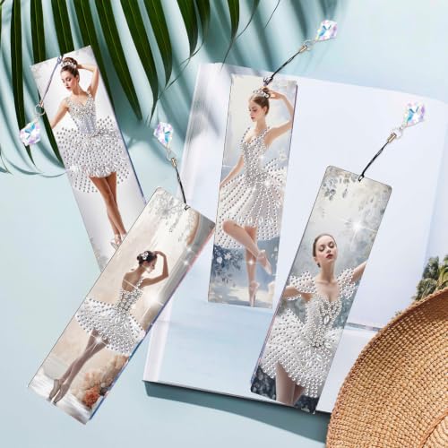 KEDEMAS 4Pcs Ballerina DIY Diamond Art Painting Bookmark with Crystal Pendants Diamond Art Painting Art Bookmarks Special Shape for DIY Making Beginners Adult Arts Craft Supplies - Image 7