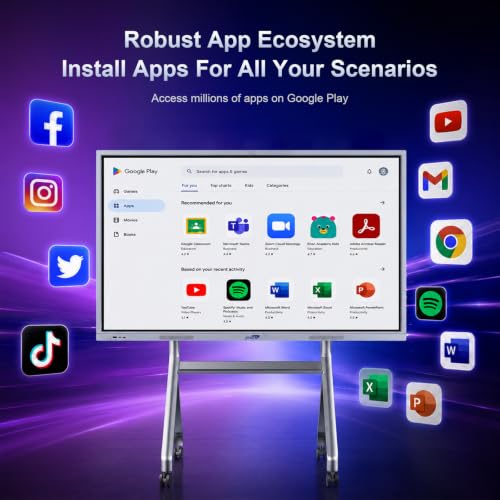 Image of Smart Board Collaboration Hub, 55 inch Digital Interactive Whiteboard Display with 4K Touchscreen, Dual System, Electronic Smartboard for Classroom Office Home(Wall Mount Included)