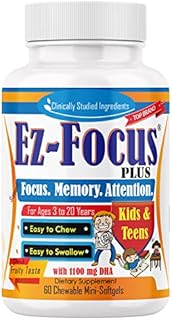 Ez Focus Plus- 1300mg Great Fruity Tasting CHEWABLE – Memory, Focus, & Clarity–Attention Supplement for Kids, Children, Teens, Brain Support - 60 Ct