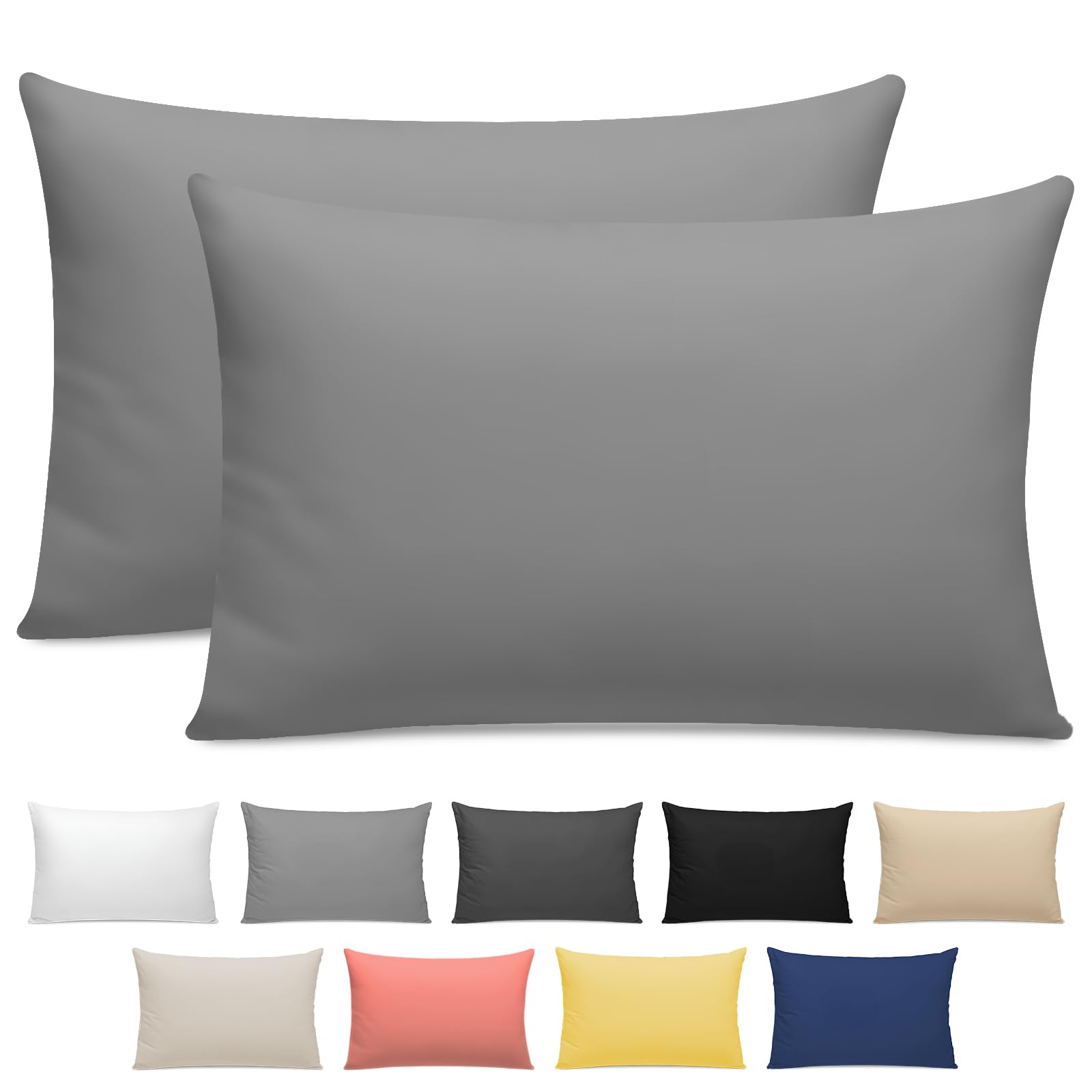 Pamposh 300 Thread Count Egyptian Cotton Pillow Cases 2 Pack Breathable Ultrasoft Pillow Covers