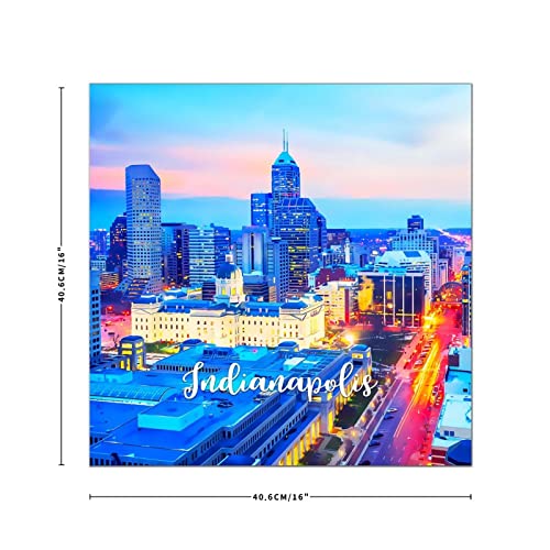 Tableau bois rustique skyline Indianapolis 40cm | Déco chic
