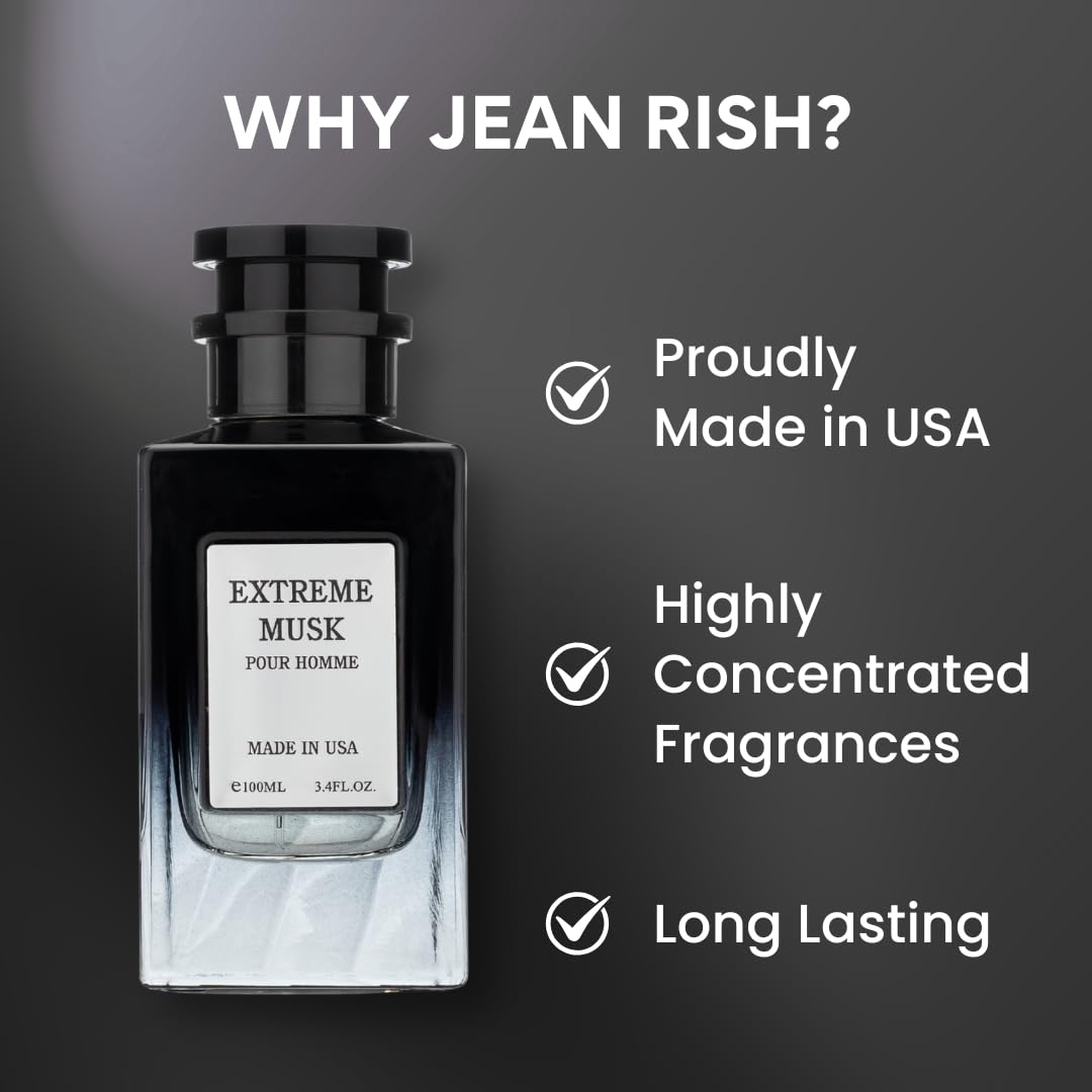 Jean Rish Extreme Musk, Eau De Parfum for Men (3.4 Fl Oz / 100ml) with Bergamot-Pepper-Lavender,Long Lasting and Luxury Fragrance, Made In USA - Image 4