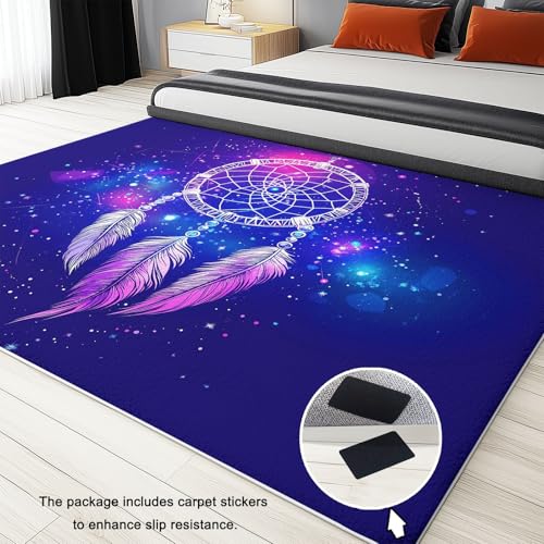 Tapis salon 120 x 170 cm violet lavable en machine et antidérapant pour bureau - 7