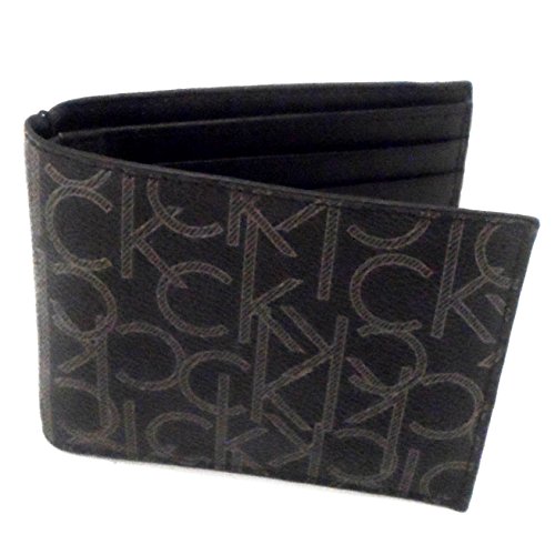 Calvin Klein CK Logo Mens Wallet Billfold Bifold Genuine Leather Black Boxed