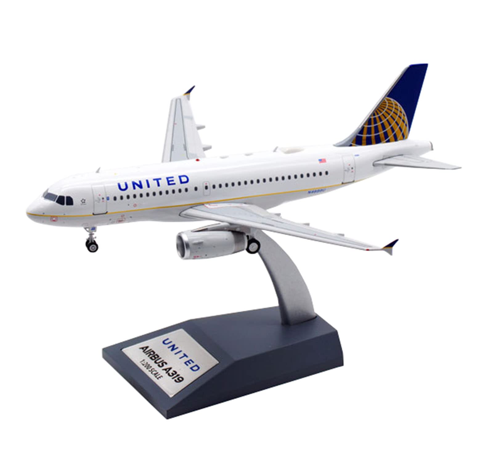 WallDector1/200 Scale Metal Airplane Model, United Airlines A319 Airliner N4888U Model, 6.7Inch X 6.7Inch
