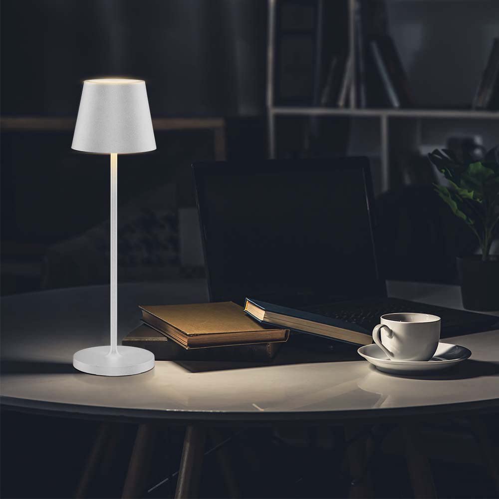 V-TAC Lampada da Tavolo senza Fili LED Dimmerabile con Comandi Touch – Lampada Bianca Wireless per Uso Interno ed Esterno IP54 da Casa o Ristorante – Batteria 4400 mAh – Luce 3000K Bianca Calda – 2W