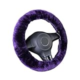 U&M Car Stretch-on Steering Wheel Cover Soft Australian Natural Sheepskin Luxurious Wool Vehicle Non