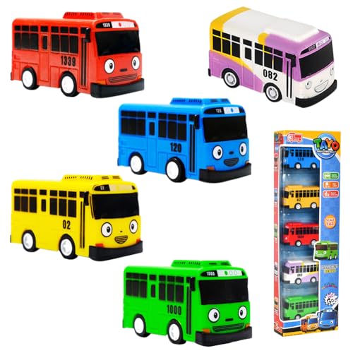 MaSif 5PCS Autobús Juguete, Bus de Juguete, Juguete Modelo de Autobús,Autobús de Juguete con Rueda para Niños a Partir de 3 Años - Multicolor