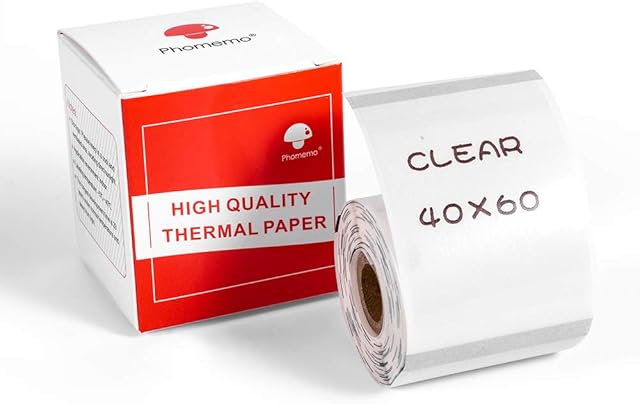 Phomemo self-Adhesive Transparent Thermal Label,40mm × 60mm Multifunctional Transparent LabelCompatible with Phommeo M110 M120 M220 M200 Printer, 130 Labels/roll (Transparent Label)