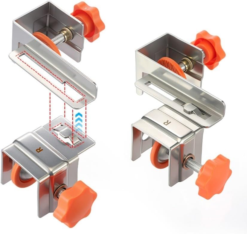 Cabinet Drawer Installation Clamps Stainless Steel Side-Mounted Drawer Clamps Adjustable Woodworking Tool for Panel Fixing 10-30mm Board Thickness Deep-Drawing Capability (2 Pieces)