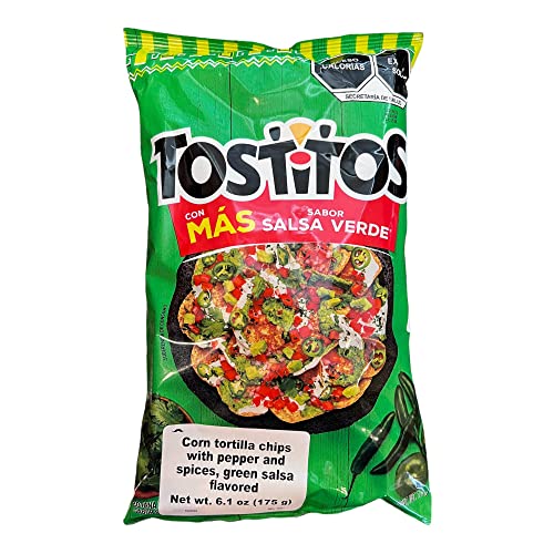 Sabritas Tostitos Salsa Verde (3 Pack) 6.1 Oz - Mexican Large Chips - Botanas Mexicanas Bolsa Grande 6.1 Ounce (Pack Of 3) #TOP2