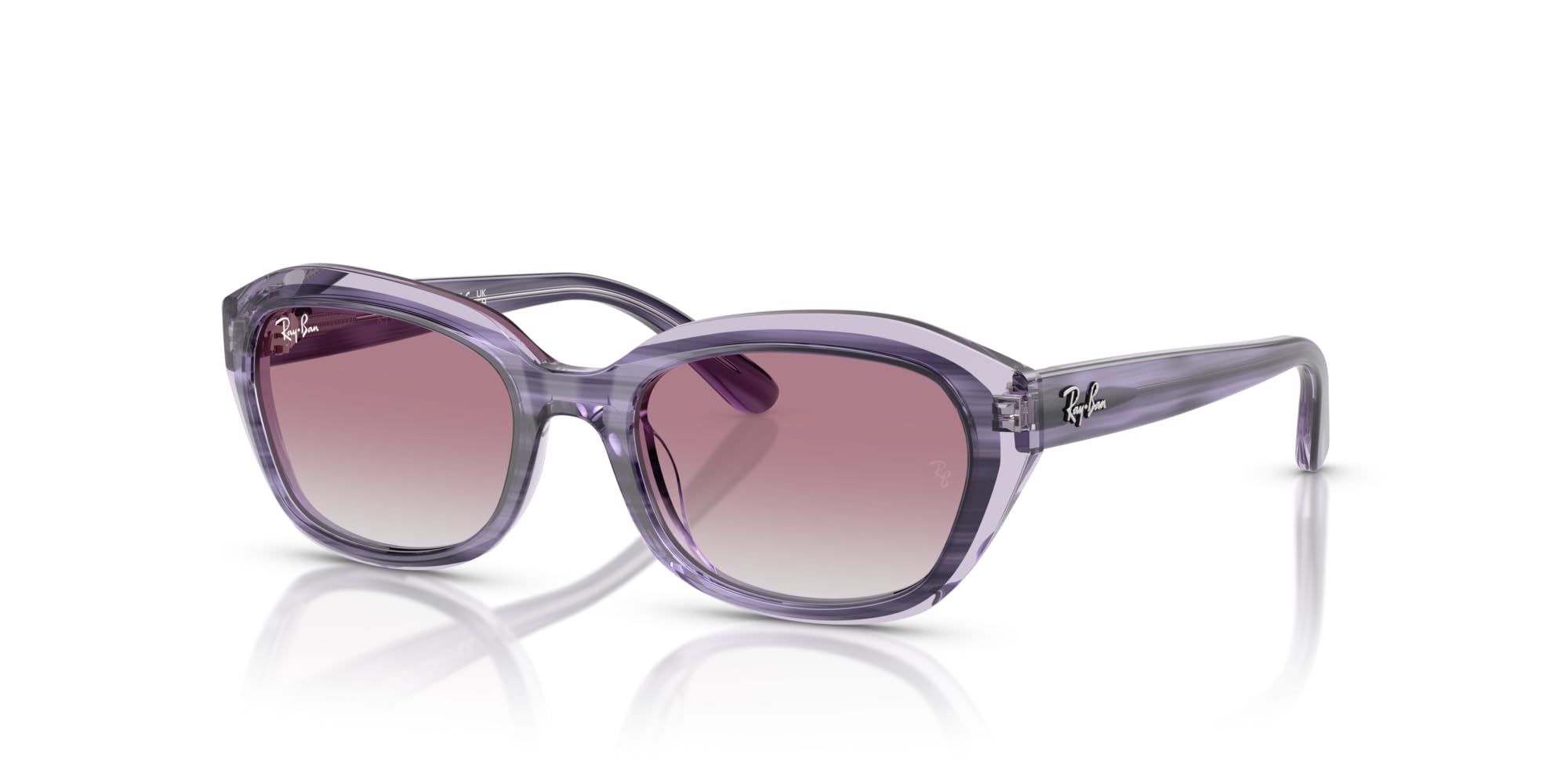 Ray-Ban Okulary przeciwsłoneczne unisex dziecięce Rj9081s, Fioletowy w paski na przezroczystym/szarym gradientowym fioletowym, 48 mm