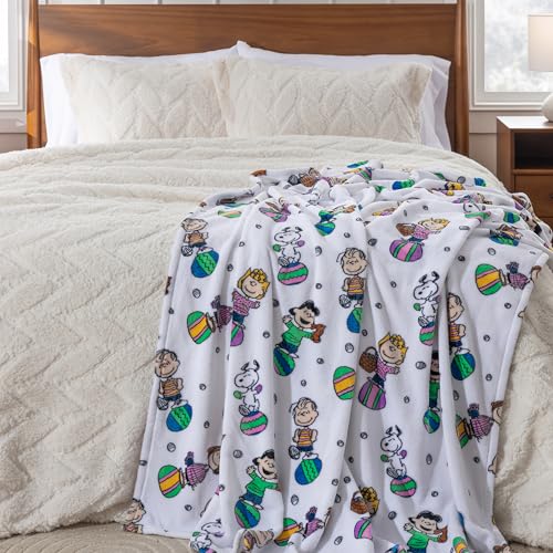 Image of Berkshire Peanuts VelvetLoft Cute Character Snoopy Plush Blanket,Easter Gang 2025 White,Twin 60 in x 90 in (Official Peanuts Product)