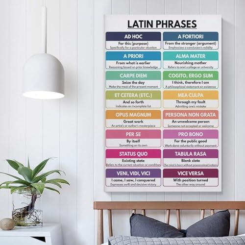 Poster citations latines 40x60 cm encadré style boho