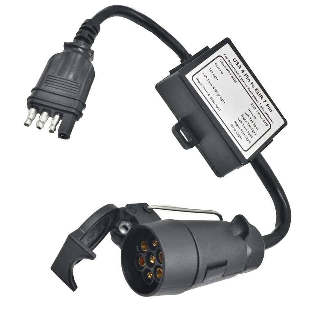 Convertitore luce rimorchio, connettore per cablaggio rimorchio leggero 4 pin a 13 pin per collegare il connettore del veicolo a 4 pin degli Stati Uniti al rimorchio a 13 pin dell'UE