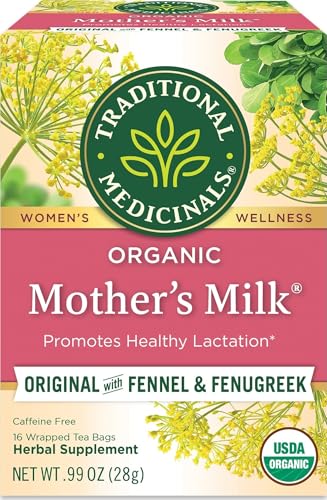 Image of Traditional Medicinals Organic Mother’s Milk Herbal Tea, Promotes Healthy Lactation, (Pack of 1) - 16 Tea Bags | Herbal Sleep Aid Teas, Kosher, Non-GMO, Caffeine-Free, Compostable