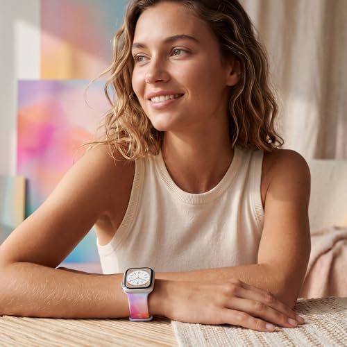 Image of Floral Band Compatible with Apple Watch Bands for Women 40mm 42mm 41mm 38mm 44mm 45mm 46mm 49mm, Cute Pattern Flower Soft Silicone Sport Strap for iWatch Series Ultra 11 10 SE 9 8 7 6 5 4 3 2