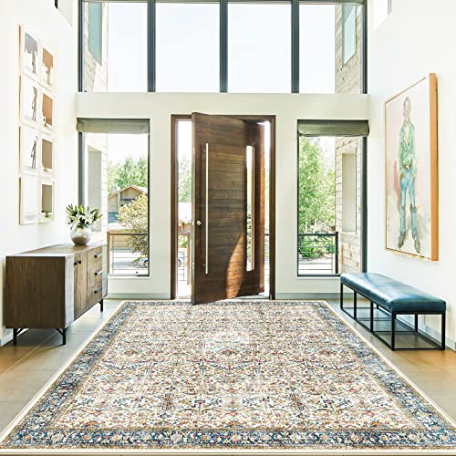 Topruug Washable Rug 8X10 - Area Rugs For Living Room Anti Slip Backing Rugs For Bedroom Stain Resistant Non-Shedding Distressed Persian Area Rug (Ivory, 8X10) #TOP2