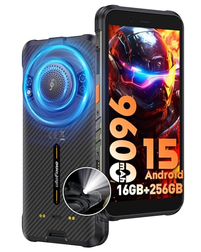 Ulefone RugKing Outdoor Smartphone Android 15, 16GB+256GB/2TB, 50MP+8MP+2MP, 5,99" Display, 9600 mAh, AI Outdoor Handy Ohne Vertrag, 128dB Lautsprecher, OTG/NFC/GPS/IP68/IP69K